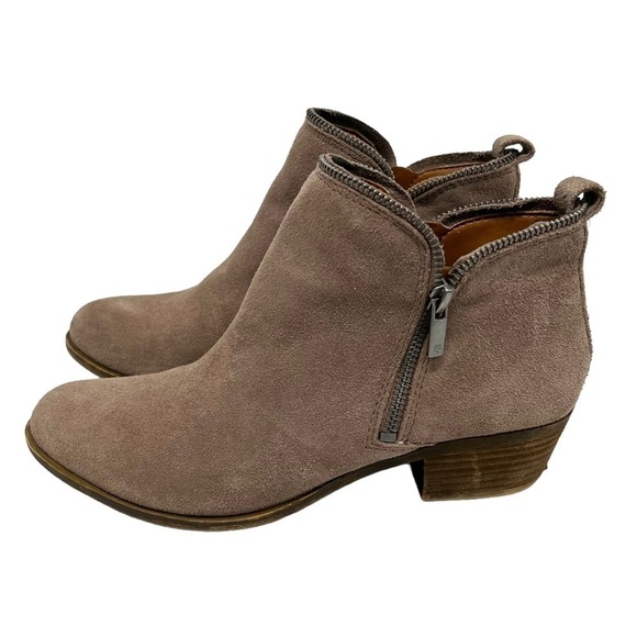 Lucky Brand Bartalino Tan Suede Zipper Detail Casual Ankle Boots Women’s 8.5 - Picture 2 of 14